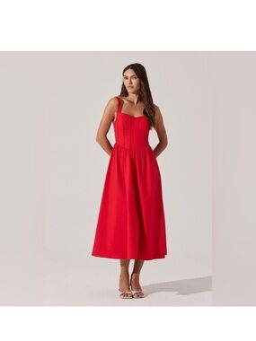 ASTR The Label Sweetheart Corset Linen Dress M B3040